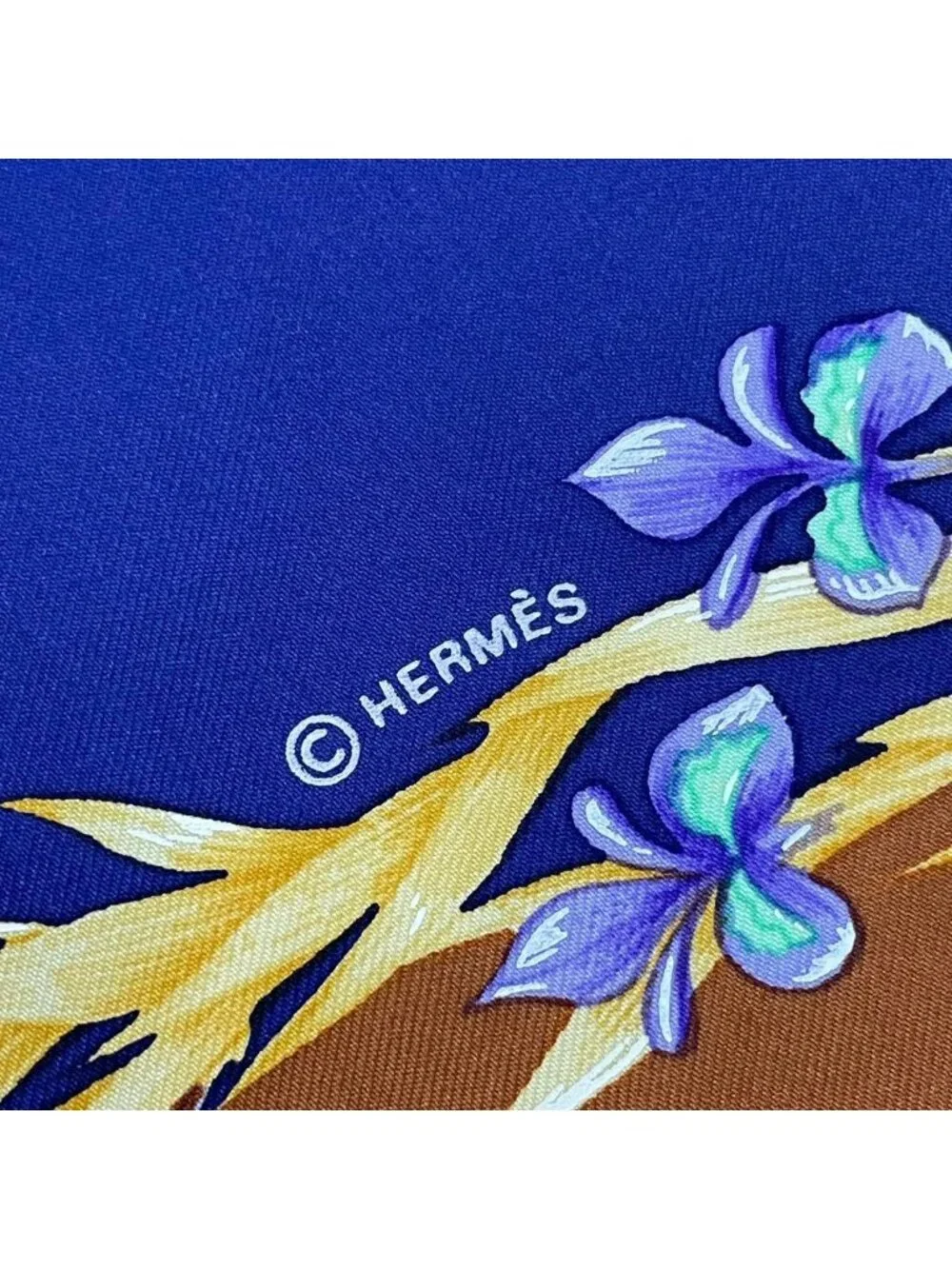 Hermes Scarf Silk Carre 90 Cheval Fleuri Flower Blooming Horse Blue